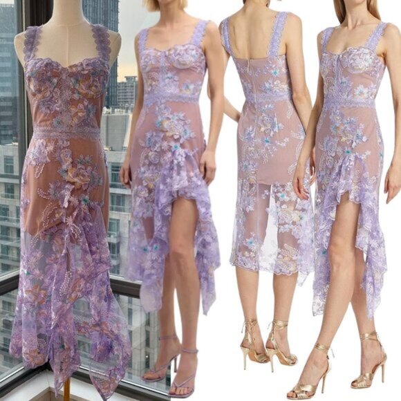 Bronx and Banco Dresses & Skirts - 🆕 BRONX & BANCO 🧿 NWOT Eva Embroidered High-Low Midi Dress, Purple Sz M US 6